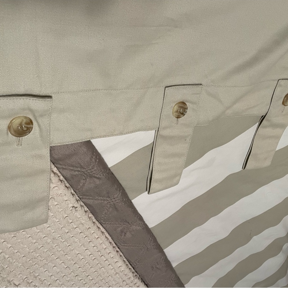 Pottery Barn fully lined heavy fabric drape with tabbed top.